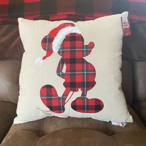 Disney Mickey Mouse Christmas Buffalo checkered throw pillow.